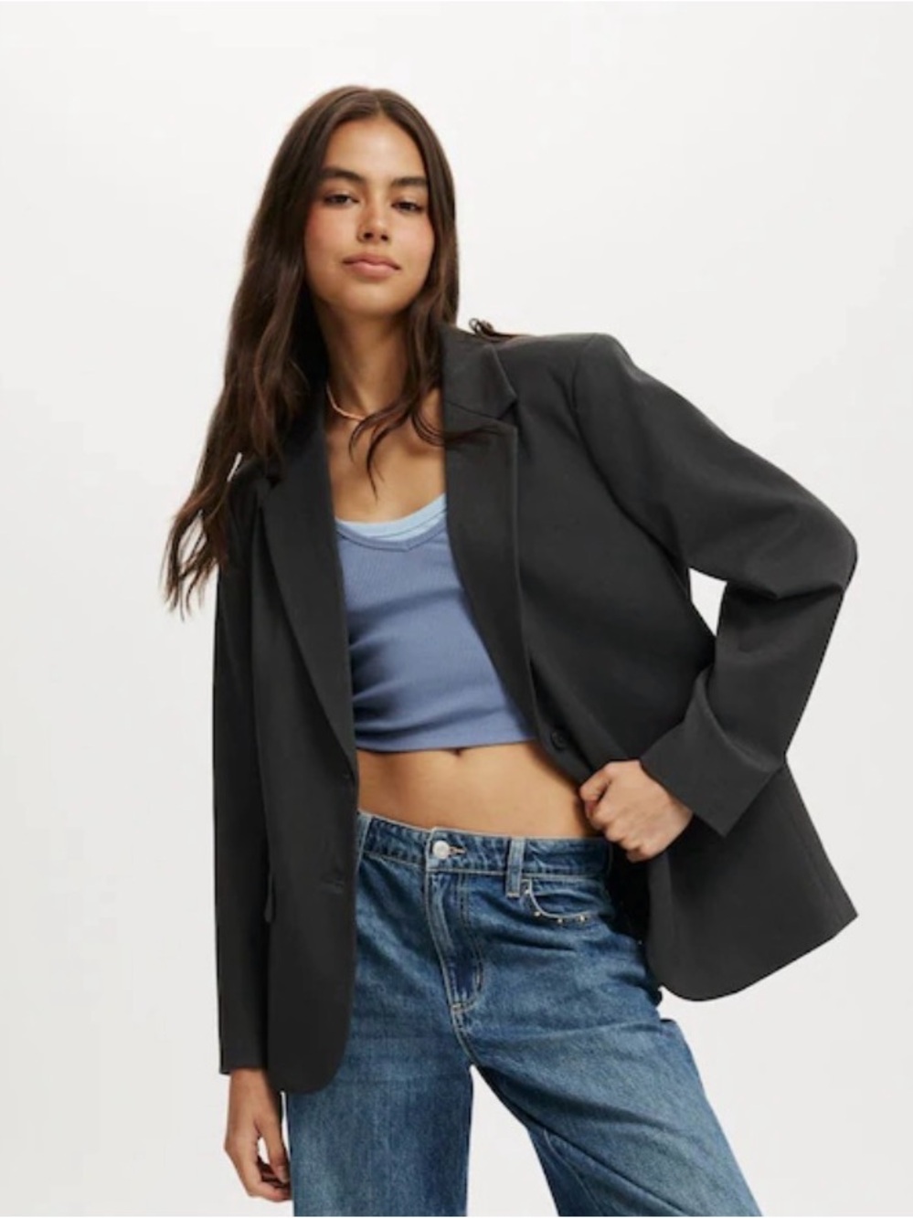 Cotton:On Women’s Lolita Blazer Gray Button Down Double Breasted Size Small